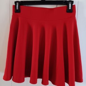 Red Pleated Mini Skater Skirt for Night Out